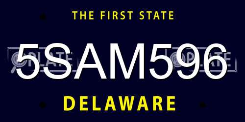 5SAM596 Delaware License Plate