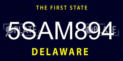 5SAM894 Delaware License Plate