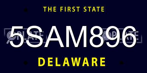5SAM896 Delaware License Plate