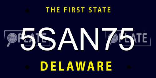 5SAN75 Delaware License Plate