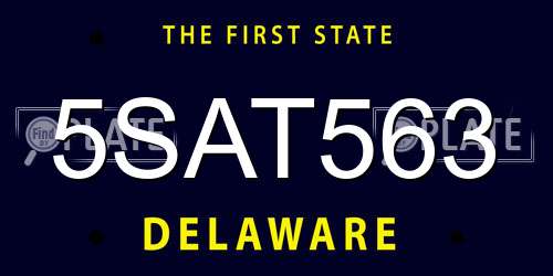5SAT563 Delaware License Plate