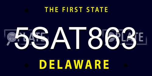 5SAT863 Delaware License Plate