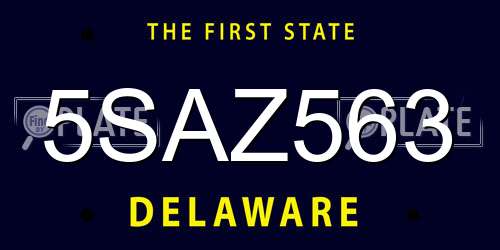 5SAZ563 Delaware License Plate