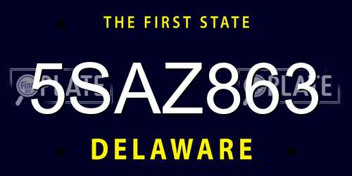 5SAZ863 Delaware License Plate