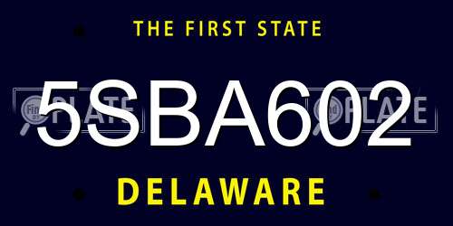 5SBA602 Delaware License Plate