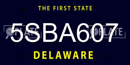 5SBA607 Delaware License Plate