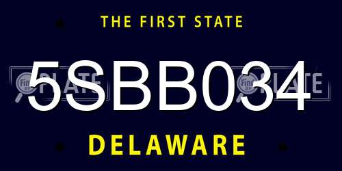5SBB034 Delaware License Plate