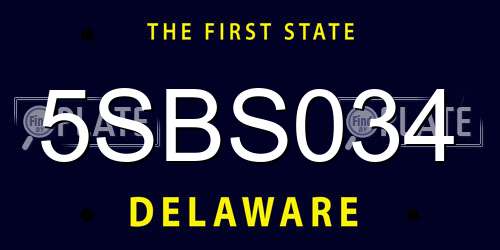 5SBS034 Delaware License Plate