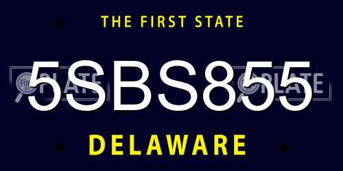 5SBS855 Delaware License Plate