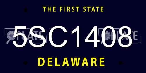 5SC1408 Delaware License Plate