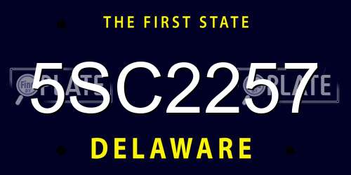 5SC2257 Delaware License Plate