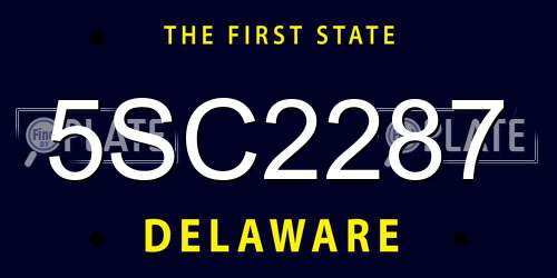 5SC2287 Delaware License Plate