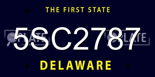 5SC2787 Delaware License Plate