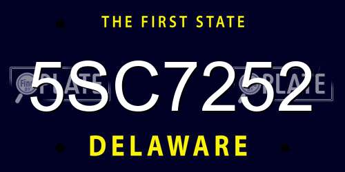 5SC7252 Delaware License Plate