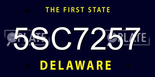 5SC7257 Delaware License Plate