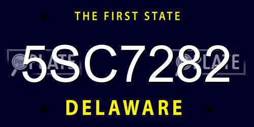 5SC7282 Delaware License Plate