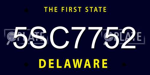 5SC7752 Delaware License Plate
