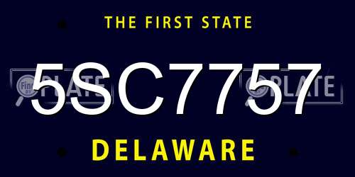 5SC7757 Delaware License Plate