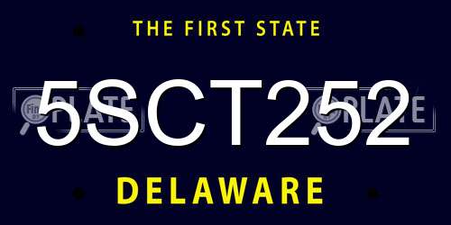 5SCT252 Delaware License Plate