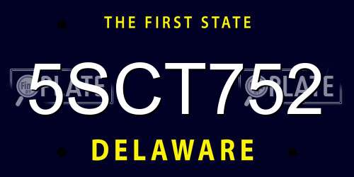 5SCT752 Delaware License Plate