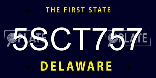 5SCT757 Delaware License Plate