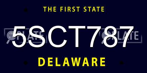 5SCT787 Delaware License Plate
