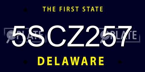 5SCZ257 Delaware License Plate
