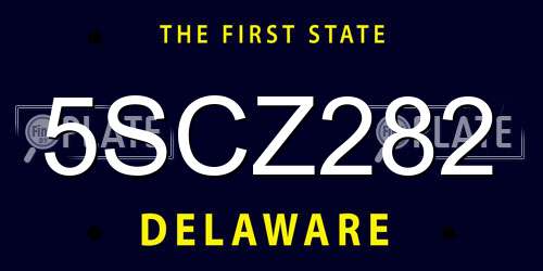 5SCZ282 Delaware License Plate