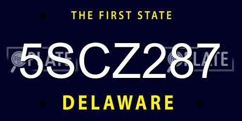 5SCZ287 Delaware License Plate