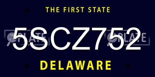 5SCZ752 Delaware License Plate