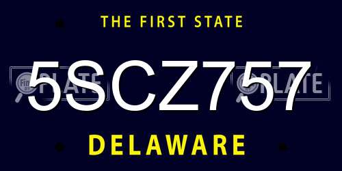 5SCZ757 Delaware License Plate