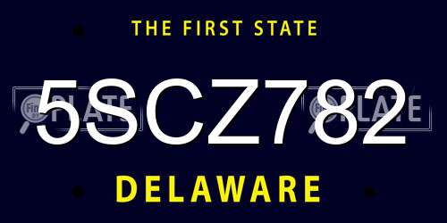 5SCZ782 Delaware License Plate