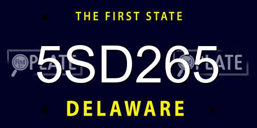 5SD265 Delaware License Plate
