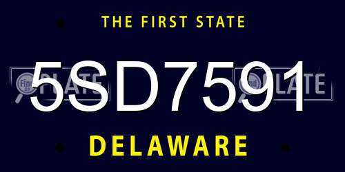 5SD7591 Delaware License Plate