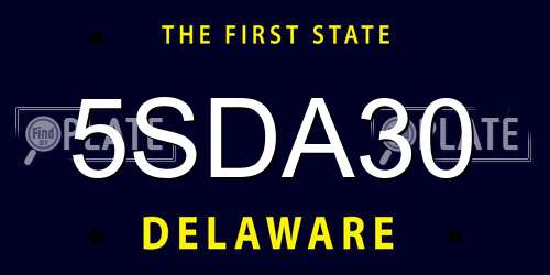 5SDA30 Delaware License Plate