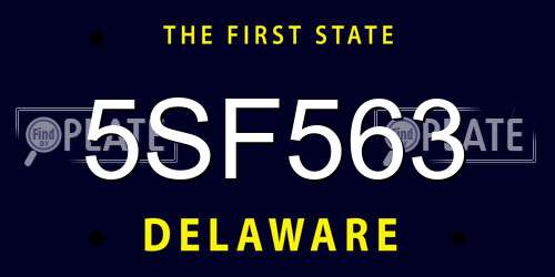 5SF563 Delaware License Plate