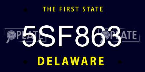 5SF863 Delaware License Plate