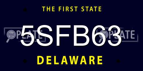 5SFB63 Delaware License Plate