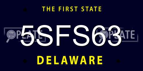 5SFS63 Delaware License Plate
