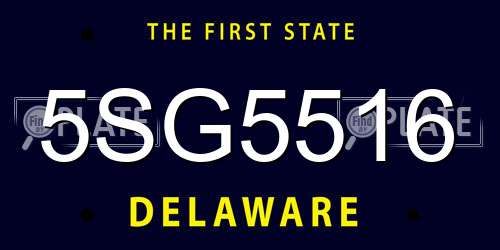 5SG5516 Delaware License Plate