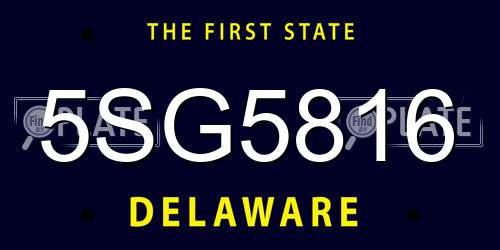 5SG5816 Delaware License Plate