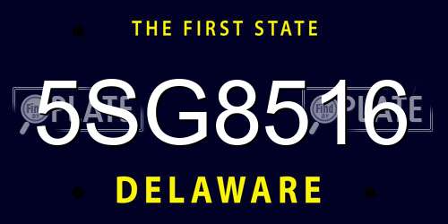 5SG8516 Delaware License Plate