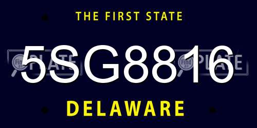 5SG8816 Delaware License Plate