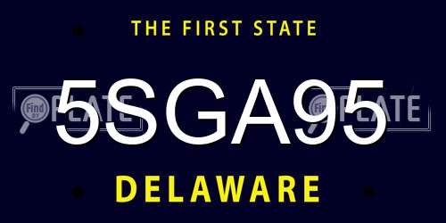 5SGA95 Delaware License Plate