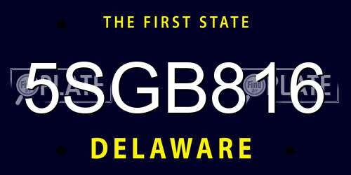 5SGB816 Delaware License Plate