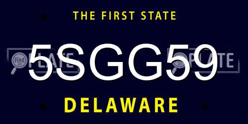 5SGG59 Delaware License Plate