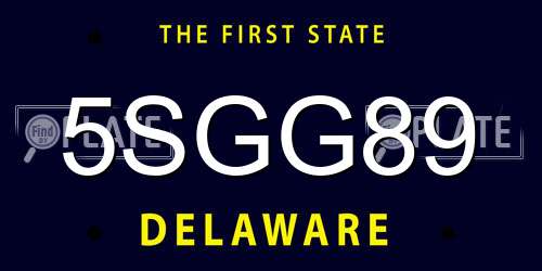 5SGG89 Delaware License Plate