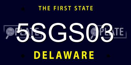 5SGS03 Delaware License Plate