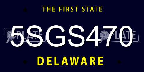 5SGS470 Delaware License Plate