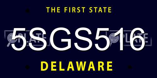 5SGS516 Delaware License Plate